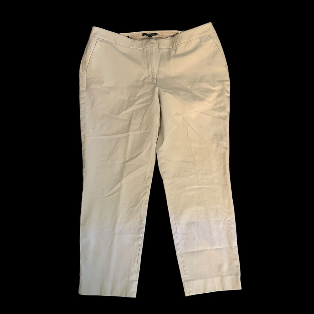 Talbots Women's Beige Stretchy Hampshire Ankle Pants Elastic Waist Size 16W